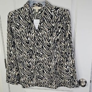 Appleseed's Zebra Print Blouse‎ in Black and Tan